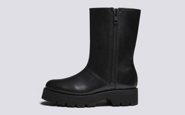 Grenson Marge | Womens Boots In Black Leather With Shearling
