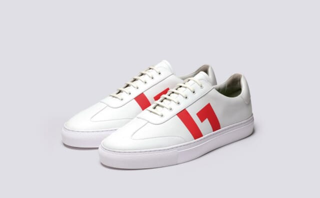 grenson Mens NL 1 | Non Leather Sneakers in White and Red