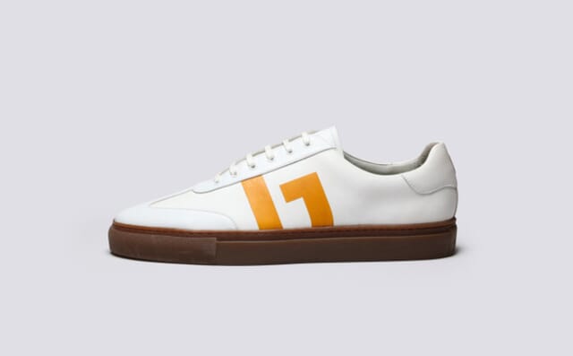 Grenson Mens NL 1 | Non Leather Sneakers In White And Yellow