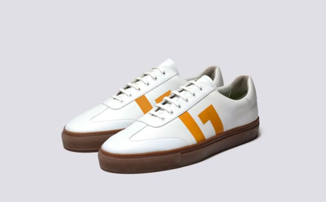 grenson Mens NL 1 | Non Leather Sneakers in White and Yellow
