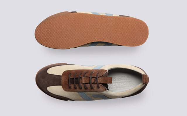 Grenson Mens Sneaker 51 | Mens Trainers In Beige And Brown Suede