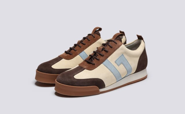 grenson Mens Sneaker 51 | Mens Trainers in Beige and Brown Suede