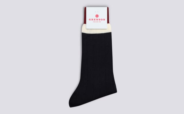 grenson Mens Top Stripe Sock | Burgundy and Black Cotton