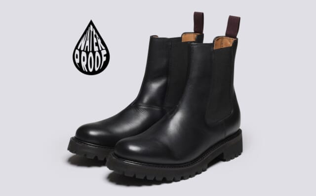 grenson Milo WP | Mens Chelsea Boots in Black Waterproof