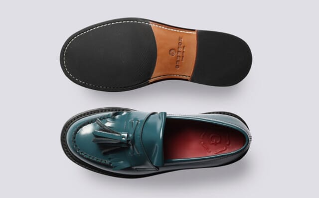 Grenson Mirabelle | Womens Loafers In Teal Gloss Leather