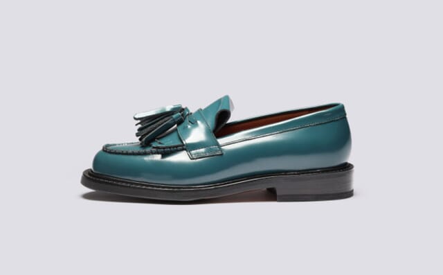 Grenson Mirabelle | Womens Loafers In Teal Gloss Leather