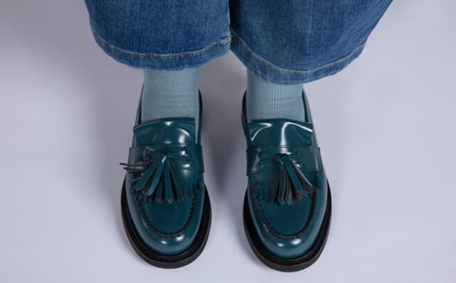 Grenson Mirabelle | Womens Loafers In Teal Gloss Leather