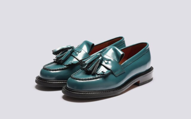 grenson Mirabelle | Womens Loafers in Teal Gloss Leather