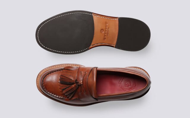 Grenson Morven | Mens Loafers In Tan Handpainted Leather