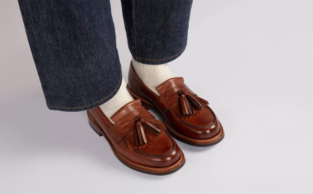 Grenson Morven | Mens Loafers In Tan Handpainted Leather