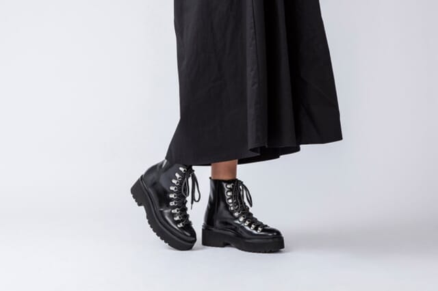 Grenson Nanette | Womens Hiker Boots Black Leather Hi Rise