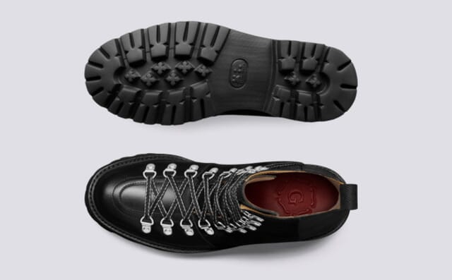 Grenson Nanette | Womens Hiker Boots In Black Colorado Leather On Commando Sole Shoes