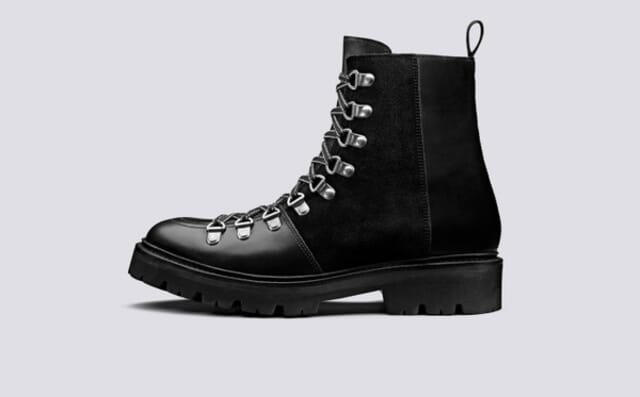Grenson Nanette | Womens Hiker Boots In Black Colorado Leather On Commando Sole Shoes