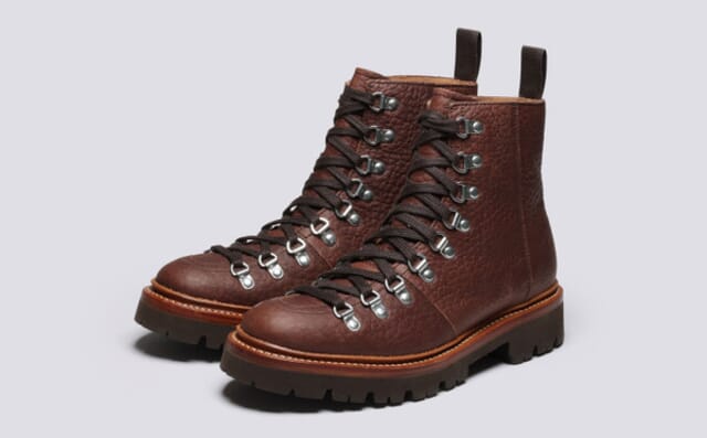 grenson Nanette | Womens Hiker Boots in Brown Grain Leather