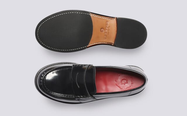 Grenson Natalie | Womens Loafers In Black Gloss Leather