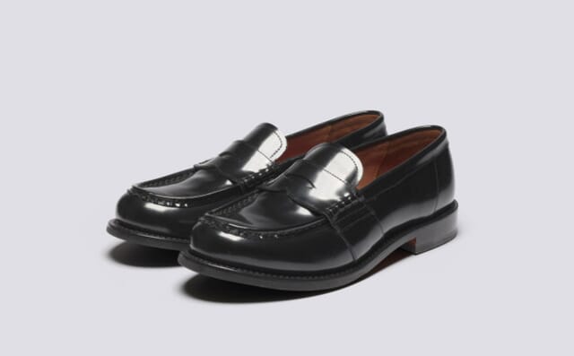 grenson Natalie | Womens Loafers in Black Gloss Leather