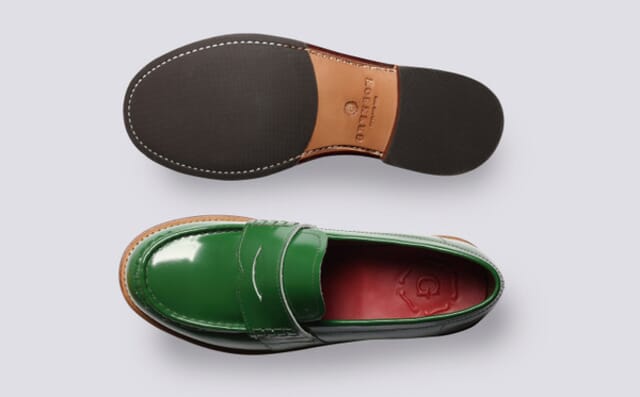 Grenson Natalie | Womens Loafers In Green Gloss Leather