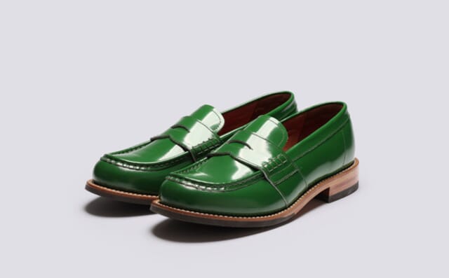 grenson Natalie | Womens Loafers in Green Gloss Leather