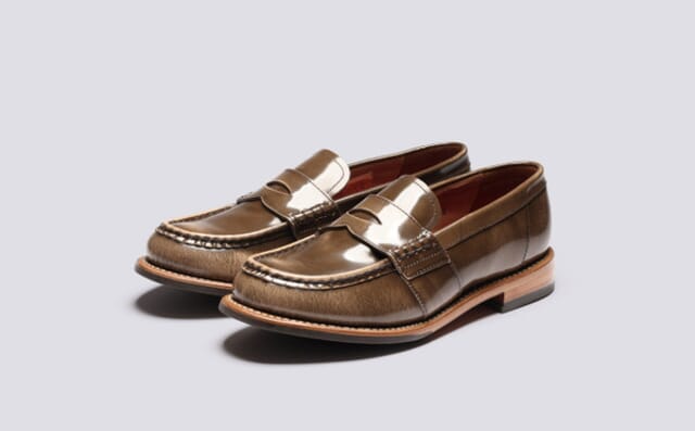 grenson Natalie | Womens Loafers in Taupe Rub Off Leather