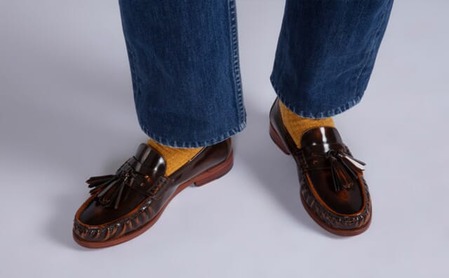 Grenson Omar | Mens Tassel Moccasin Loafers In Tan Leather