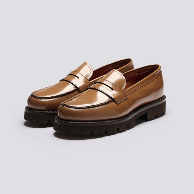 Grenson Philippa | Womens Loafers In Light Brown Gloss Leather