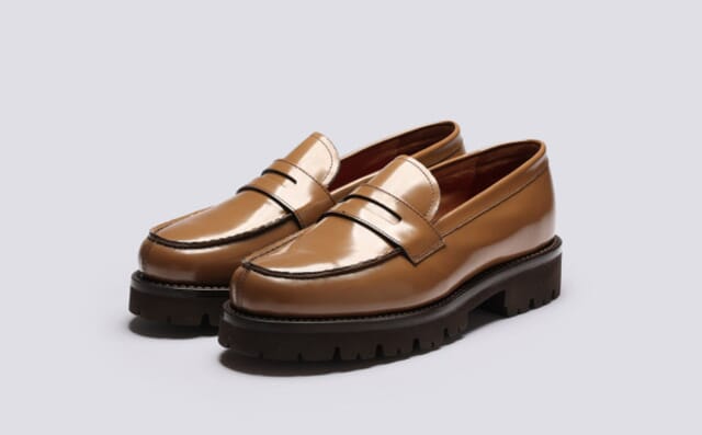 grenson Philippa | Womens Loafers in Light Brown Gloss Leather