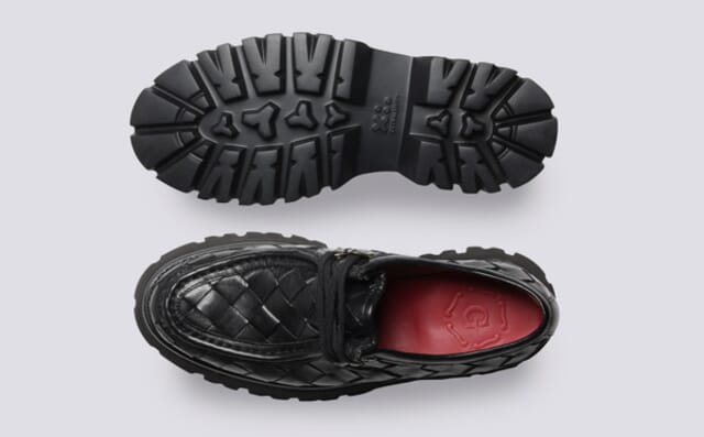 Grenson Polly | Womens Derby Shoes In Black Woven Leather