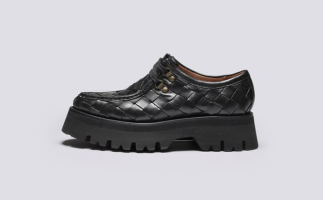 Grenson Polly | Womens Derby Shoes In Black Woven Leather