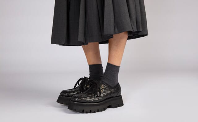 Grenson Polly | Womens Derby Shoes In Black Woven Leather