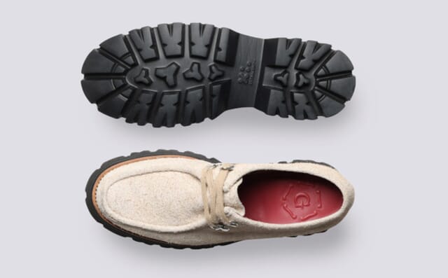 Grenson Polly | Womens Derby Shoes In Off White Shaggy Suede