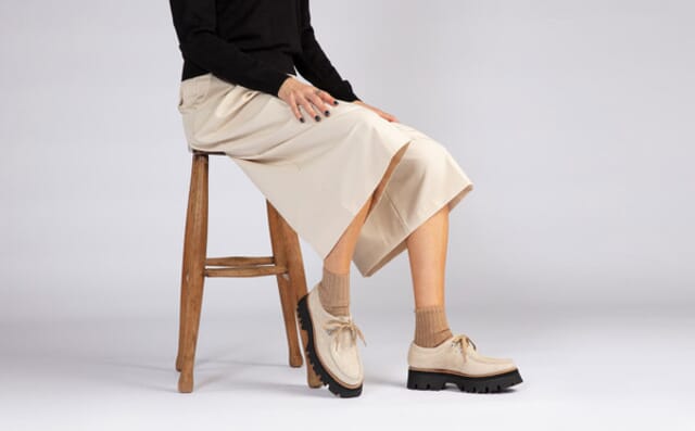 Grenson Polly | Womens Derby Shoes In Off White Shaggy Suede