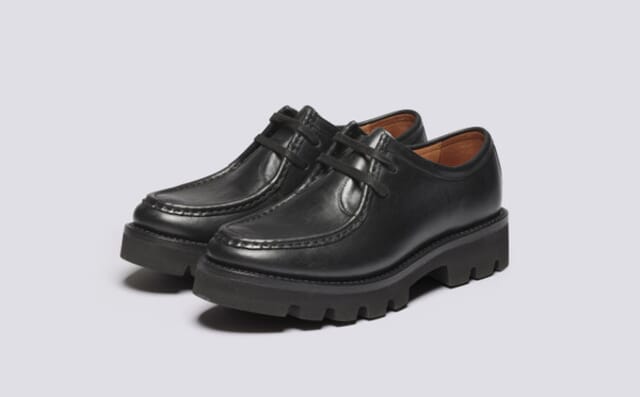 grenson Pollyanna | Womens Derby Shoes in Black Leather