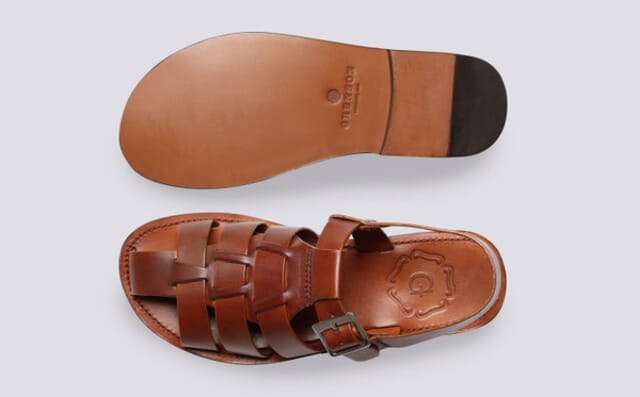Grenson Queenie | Womens Sandals In Tan Handpainted Leather