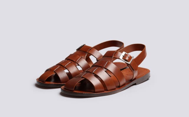 grenson Queenie | Womens Sandals in Tan Handpainted Leather