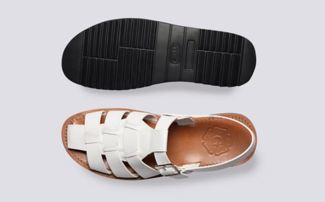 Grenson Quincy | Mens Sandals In White Rubberised Leather