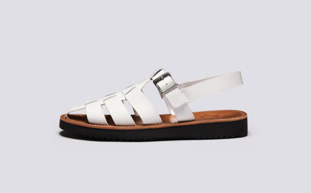 Grenson Quincy | Mens Sandals In White Rubberised Leather