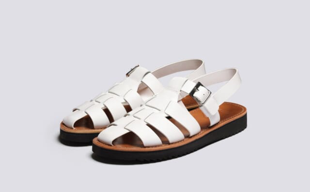 grenson Quincy | Mens Sandals in White Rubberised Leather