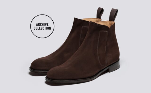 grenson Shoe 11 | Mens Chelsea Boots in Dark Brown Suede