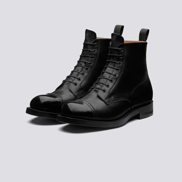 Grenson Shoe 9 | Mens Derby Boots In Black With Leather Sole Shoes
