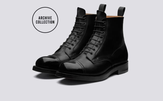 grenson Shoe 9 | Mens Derby Boots in Black with Leather Sole Shoes