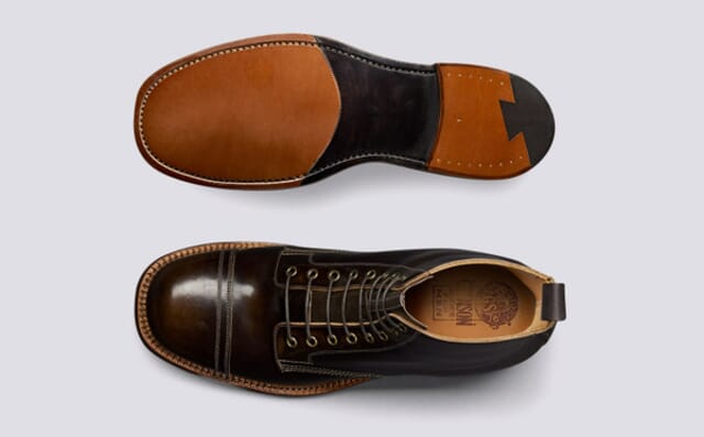 Grenson Shoe 9 | Mens Derby Boots In Pickled Walnut Leather Shoes