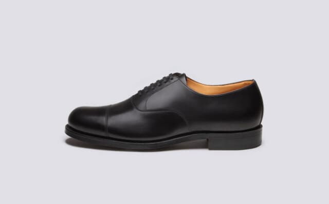 Grenson Shoe No.2 | Mens Oxford Shoe In Black Calf Leather On A Leather Sole Shoes