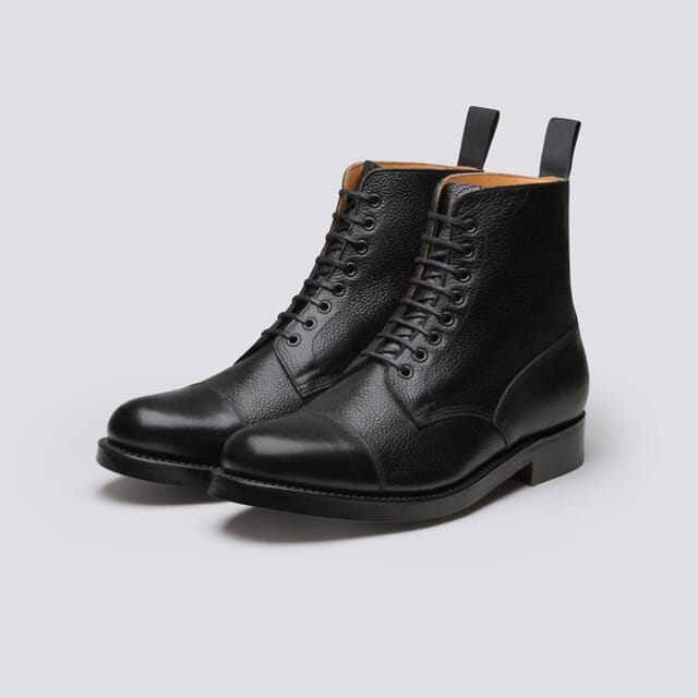 Grenson Shoe No.3 | Mens Boot In Black Grain Leather On A Leather Sole Shoes