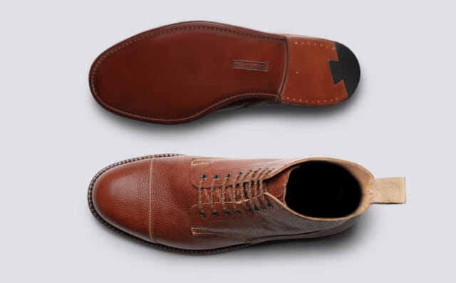 Grenson Shoe No.3 | Mens Boot In Cognac Grain Leather On A Leather Sole Shoes