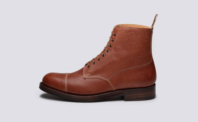 Grenson Shoe No.3 | Mens Boot In Cognac Grain Leather On A Leather Sole Shoes