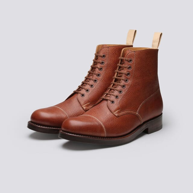 Grenson Shoe No.3 | Mens Boot In Cognac Grain Leather On A Leather Sole Shoes