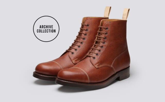 grenson Shoe No.3 | Mens Boot in Cognac Grain Leather on a Leather Sole Shoes
