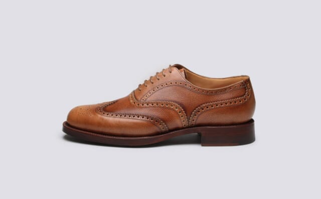 Grenson Shoe No.4 | Mens Brogues In Tan Grain Leather On A Leather Sole Shoes