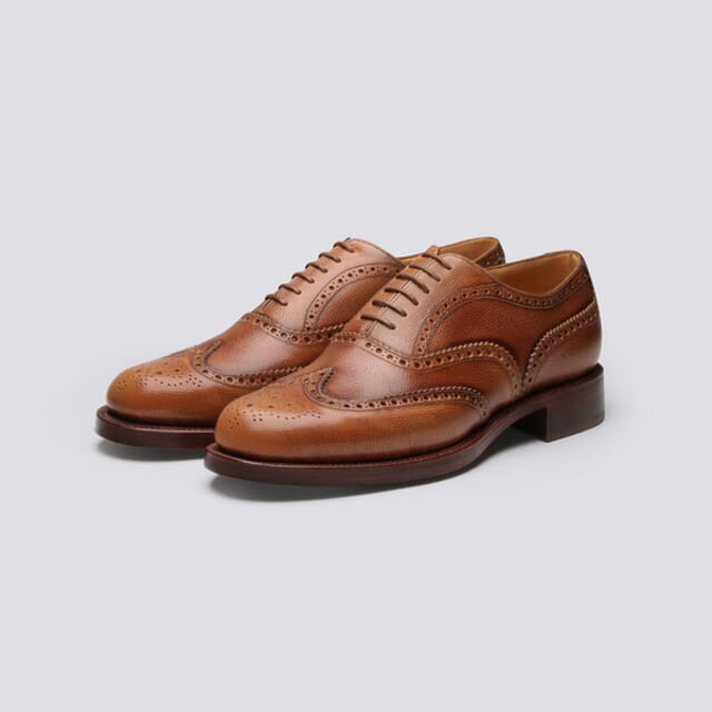 Grenson Shoe No.4 | Mens Brogues In Tan Grain Leather On A Leather Sole Shoes