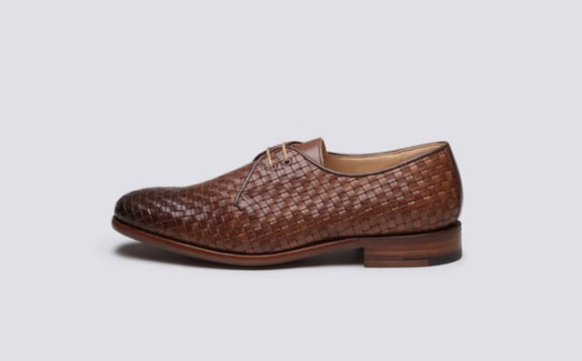 Grenson Shoe No.7 | Mens Derby In Brown Woven Leather On A Leather Sole Shoes